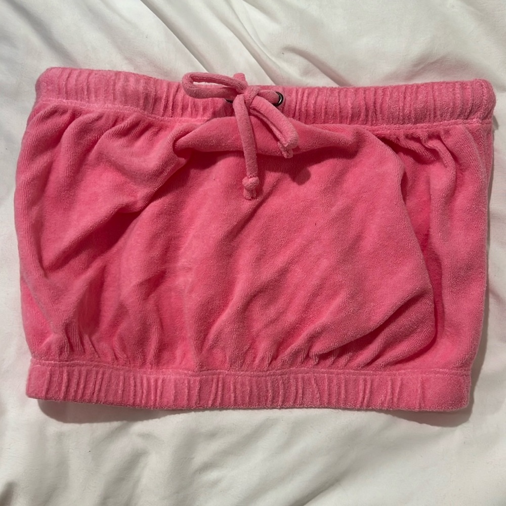 Set Active Terry Cloth Pink Tube Top